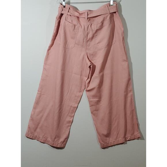 Seven7 Jeans Peachy Pink Crop Wide Leg Pants Size 16 Belted Button Zip Closure - Picture 6 of 10